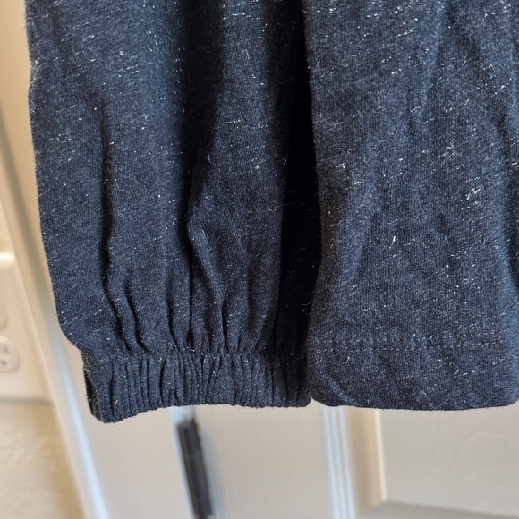 Loft Navy Long Sleeve off the Shoulder Top with Shimmer Detail - Picture 2 of 6